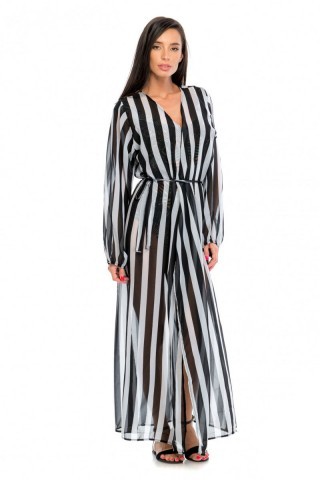 Voal De Plaja Alb cu Negru