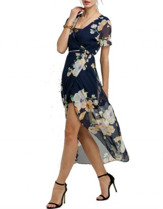 Rochie Bleumarin Stil Kimono