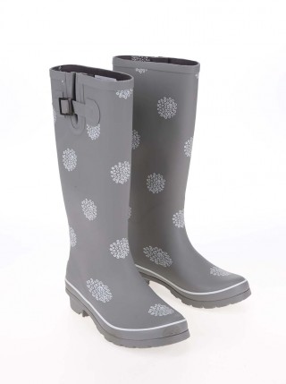 Cizme de cauciuc gri cu imprimeu, lungi Brakeburn Polka