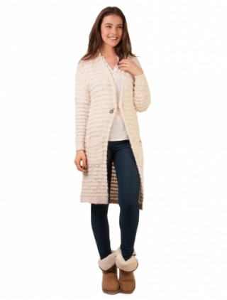 Cardigan dama lung cu brosa Just A Girl White