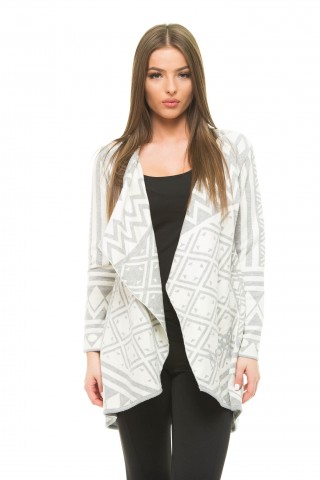 Cardigan dama tricotat asimetric MissQ Great Advance Grey