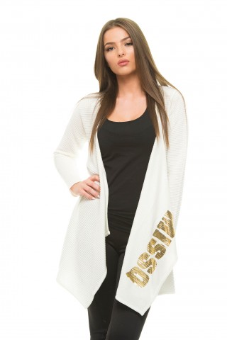 Cardigan dama tricotat cu buzunare MissQ Beautiful Growth Nude