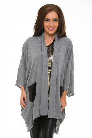 Cardigan dama asimetric PrettyGirl Cosy Tiff Grey
