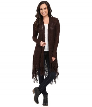 Cardigan dama lung tricotat cu franjuri Ariat Mahon