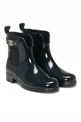 Ciuzme de cauciuc negre, scurte, cu catarama, Tommy Hilfiger