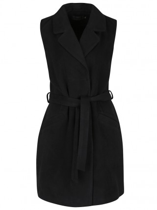 Vesta lunga neagra cu cordon