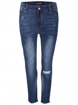 Blugi albastri cu talie inalta