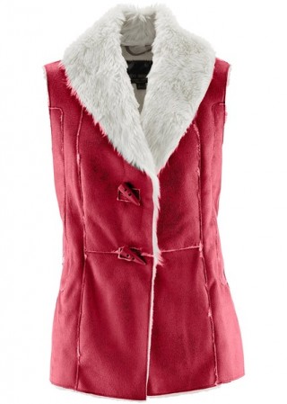 Vesta rosie de blana sintetica