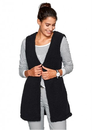 Vesta neagra din material catifelat