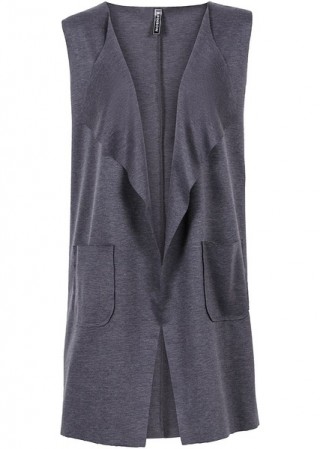 Vesta lunga gri cu buzunare