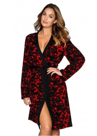 Halat de baie negru cu rosu