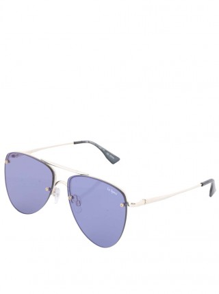 Ochelari de soare cu lentile albastre si rame argintii Le Specs The Prince
