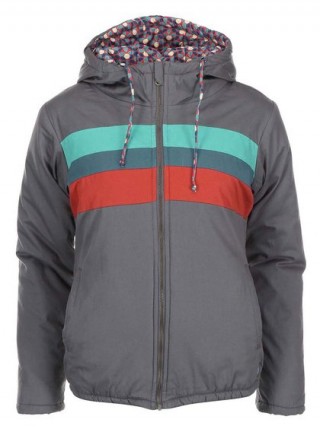 Geaca de iarna gri cu dungi colorate