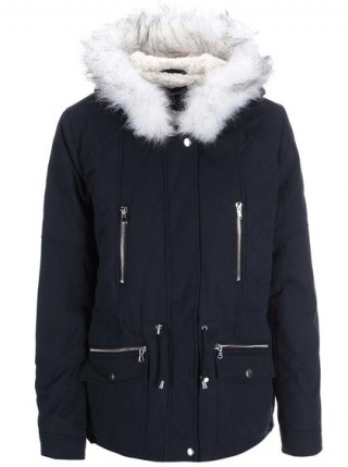 Geaca de iarna neagra, imblanita, cu gluga Dorothy Perkins