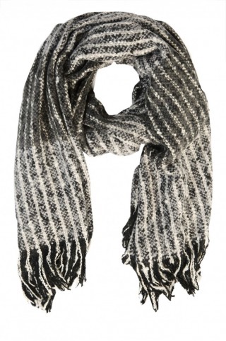 Fular din tricot moale alb-verzui