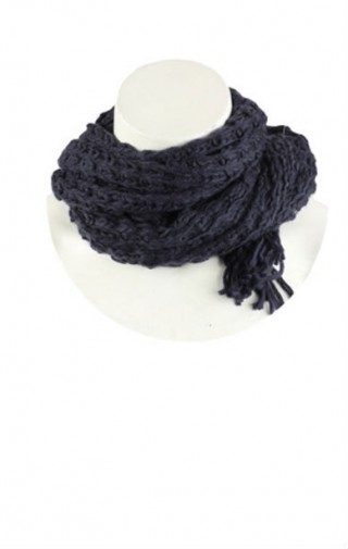 Fular albastru inchis tricotat