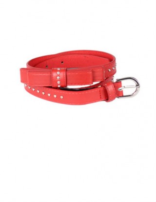 Curea rosie cu aplicatii metalice decorative