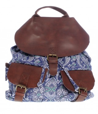 Rucsac albastru cu maro din material textil