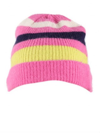 Caciula roz cu dungi multicolore