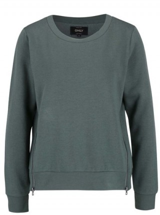 Hanorac verde cu fermoare laterale