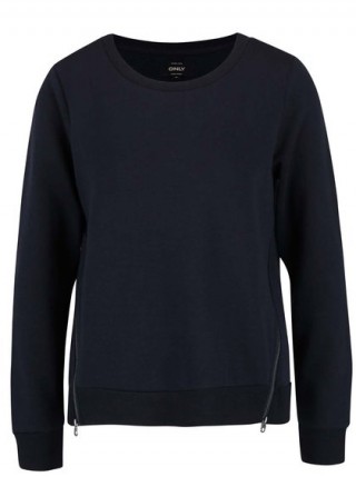 Hanorac indigo cu fermoare laterale