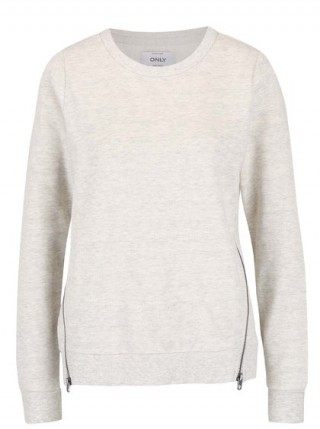 Hanorac crem cu fermoare laterale