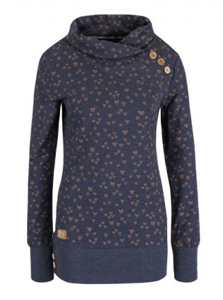 Hanorac cu gulet inalt si cu imprimeu