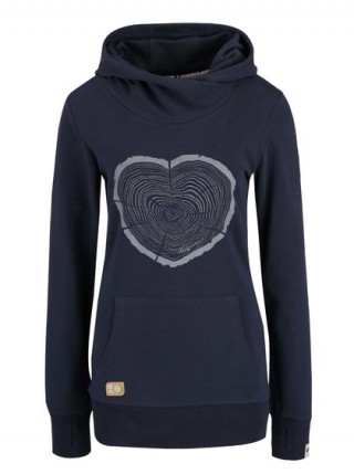 Hanorac indigo cu imprimeu inimioara