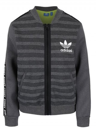 Hanorac gri cu dungi si fermoar