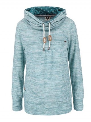 Hanorac cu dungi verzui si guler inalt