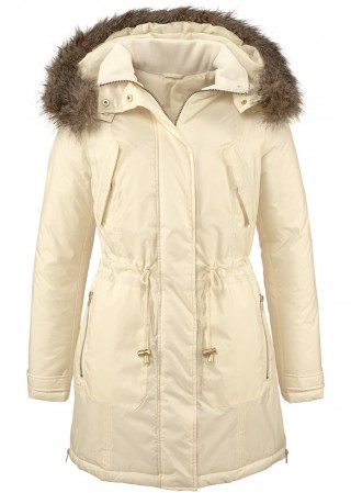 Geaca de iarna groasa alb crem