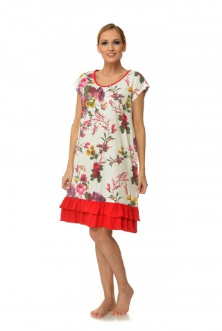 Camasa de noapte din bumbac cu imprimeu floral