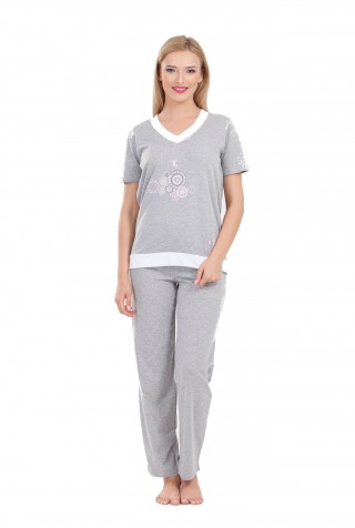 Pijama gri din bumbac
