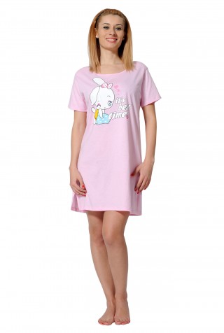 Camasa de noapte roz cu model