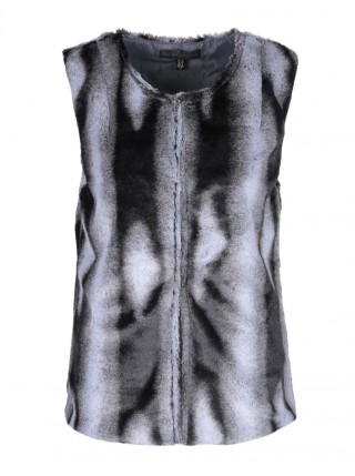 Vesta gri cu negru din blana sintetica