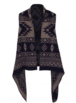 Vesta asimetrica cu model maro cu negru Only