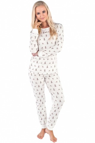 Pijama lunga alba cu model