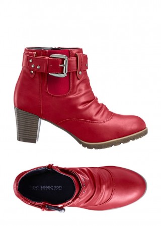 Botine rosii cu toc gros