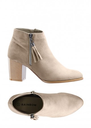 Botine bej cu toc gros