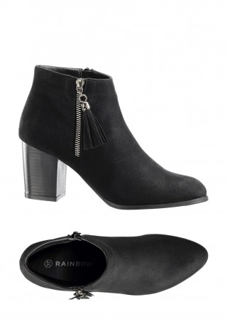 Botine negre cu toc gros