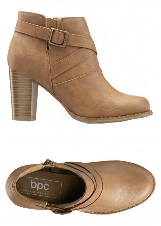 Botine crem cu toc gros