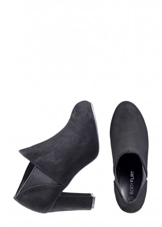 Botine negre imitatie de piele intoarsa