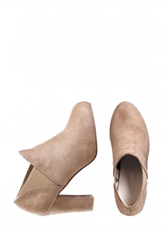 Botine bej imitatie de piele intoarsa