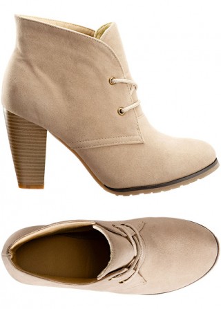 Botine bej cu toc gros