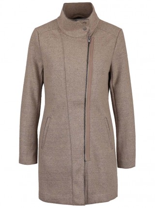 Palton bej cu guler inalt ONLY
