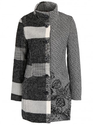 Palton gri din stofa Desigual Ibiza