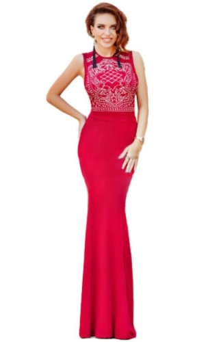 Rochie bordo cu aplicatii