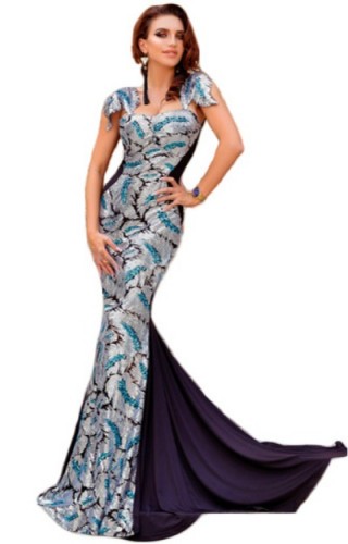 Rochie eleganta cu model si trena