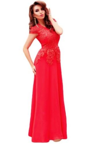 Rochi rosie de seara cu dantela