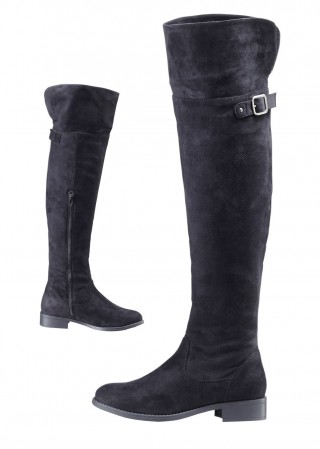 Cizme inalte imitatie de piele intoarsa